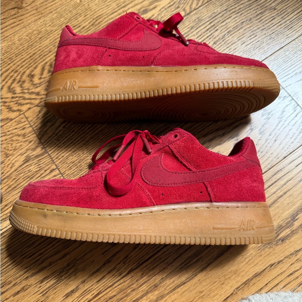 Nike Red Air Force Ones with Gum Sole
